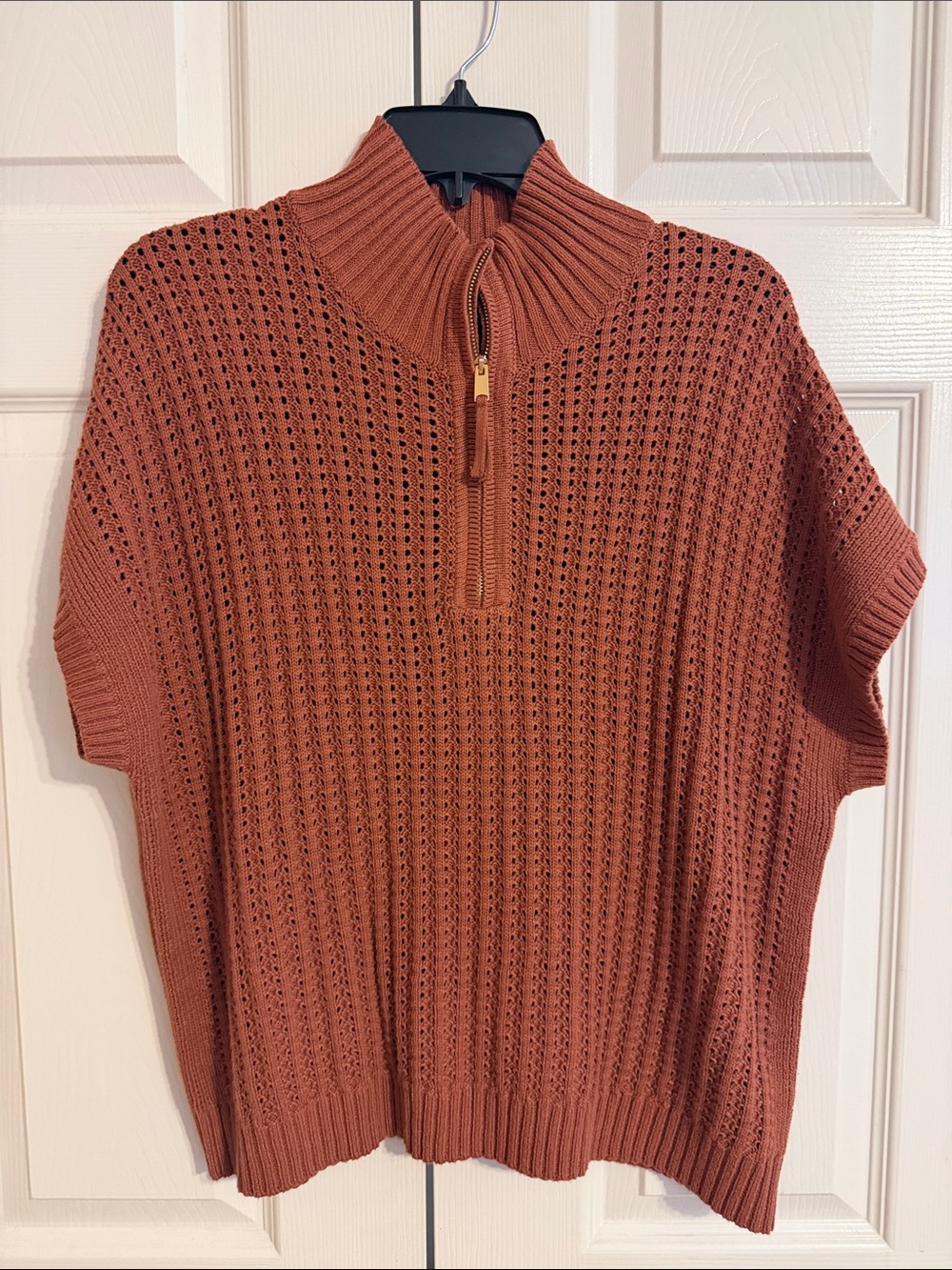 STYLUS Rust-Orange Knit Half-Zip Sweater